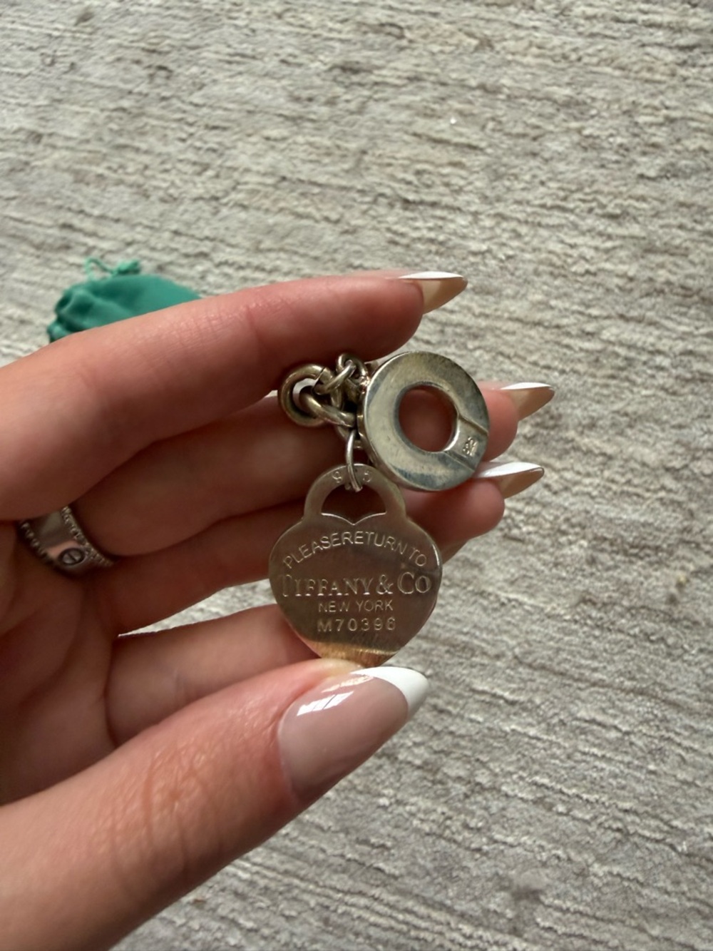 Tiffany & Co. Sterling Silver Toggle Charm Necklace with Teal Pouch - Picture 5 of 7